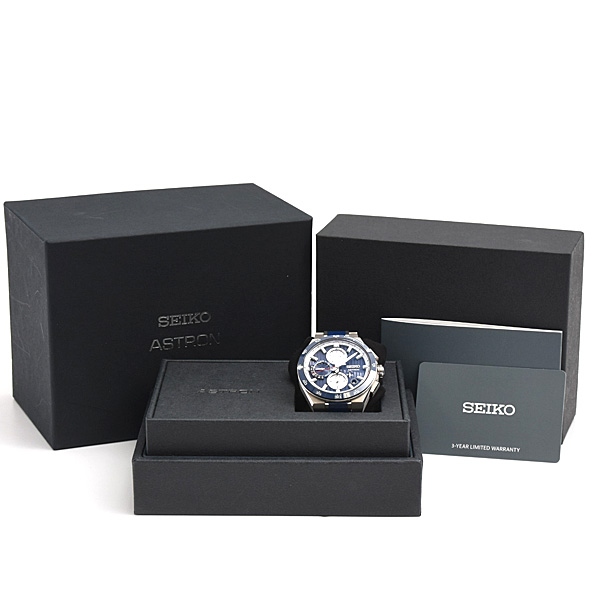 セイコー 時計 メンズ アストロン ネクスタ― GPS ソーラー クロノグラフ ブルー文字盤 チタン TI SEIKO 5X83-0AA0 中古
