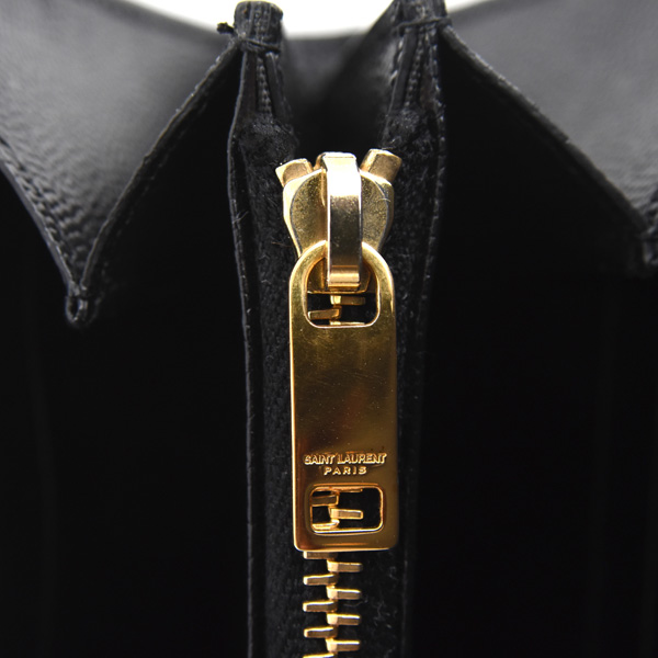イヴサンローラン 財布 レディース カサンドラ モノグラム ラージフラップウォレット 長財布 レザー ブラック SAINT LAURENT 372264 中古