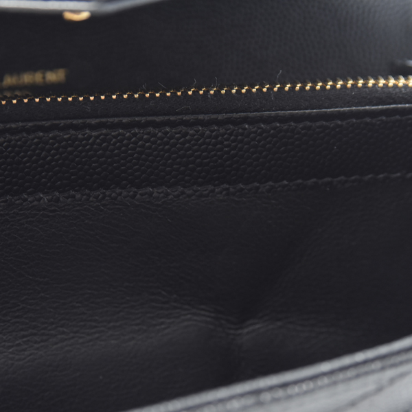 イヴサンローラン 財布 レディース カサンドラ モノグラム ラージフラップウォレット 長財布 レザー ブラック SAINT LAURENT 372264 中古