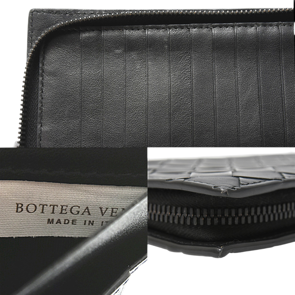 ボッテガヴェネタ 財布 メンズ オーガナイザー イントレチャート レザー ブラック BOTTEGA VENETA 中古