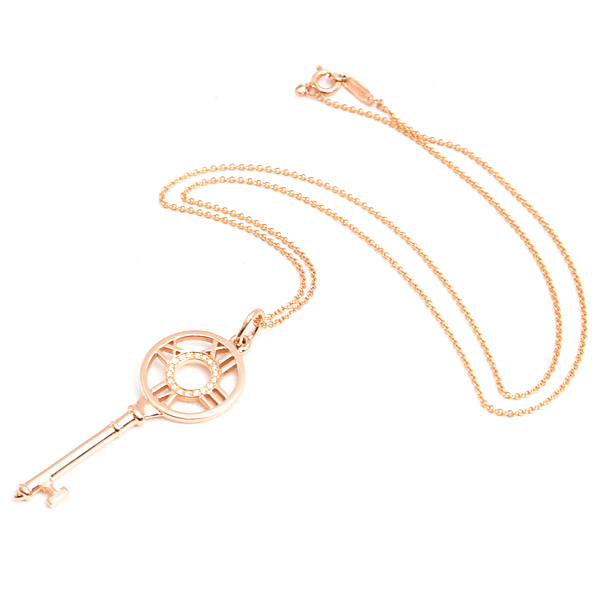 ティファニー ネックレス レディース アトラス キー ダイヤモンド ネックレス ピンクゴールド TIFFANY 750PG 中古