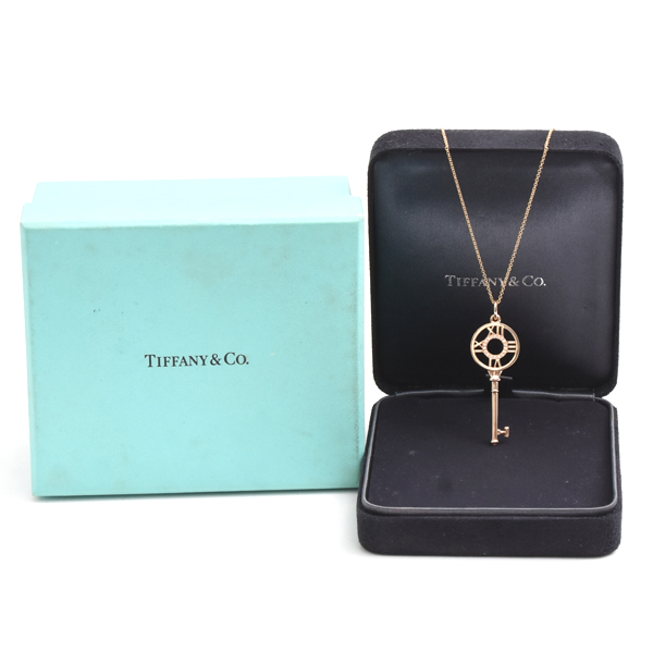ティファニー ネックレス レディース アトラス キー ダイヤモンド ネックレス ピンクゴールド TIFFANY 750PG 中古