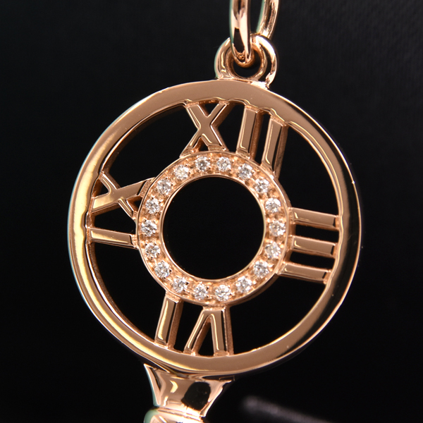 ティファニー ネックレス レディース アトラス キー ダイヤモンド ネックレス ピンクゴールド TIFFANY 750PG 中古