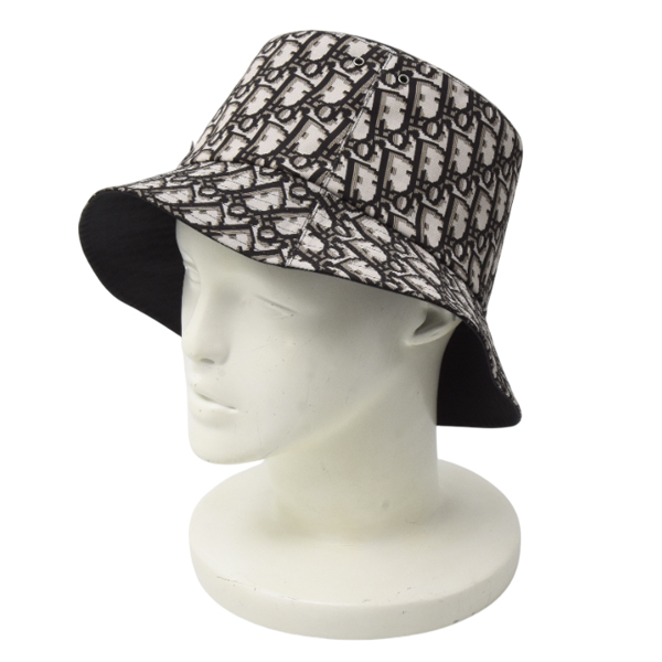 クリスチャンディオール 帽子 メンズ レディース Teddy-D ボブハット リバーシブル バケットハット オブリーグ ブラック Christian Dior 中古