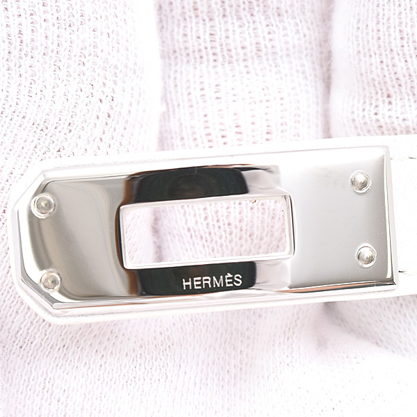エルメス ブレスレット レディース ケリー ドゥブルトゥール Sサイズ □P刻 ヴォーエプソン ホワイト HERMES ヴォーエプソン 中古