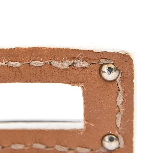 エルメス ブレスレット レディース ケリー ドゥブルトゥール Sサイズ □P刻 ヴォーエプソン ホワイト HERMES ヴォーエプソン 中古