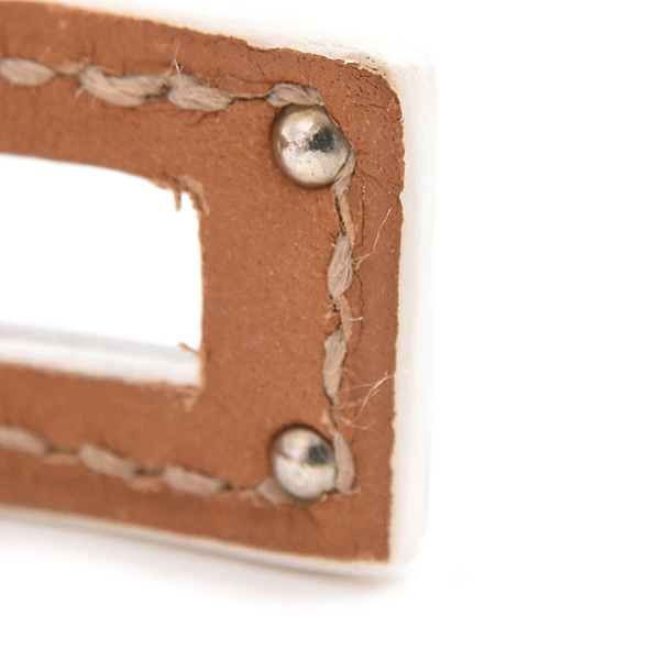 エルメス ブレスレット レディース ケリー ドゥブルトゥール Sサイズ □P刻 ヴォーエプソン ホワイト HERMES ヴォーエプソン 中古