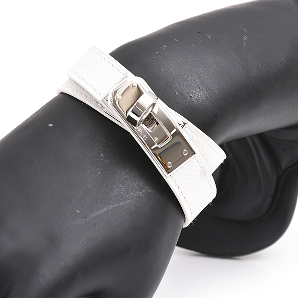 エルメス ブレスレット レディース ケリー ドゥブルトゥール Sサイズ □P刻 ヴォーエプソン ホワイト HERMES ヴォーエプソン 中古