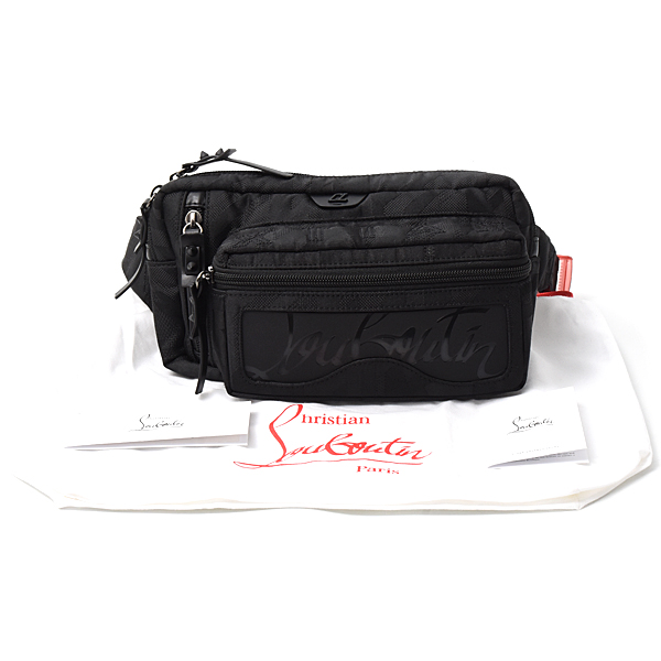 クリスチャンルブタン バッグ メンズ レディース ルビディール ボディバッグ ウエストポーチ ブラック ナイロン ラバー Christian Louboutin 1255144 中古