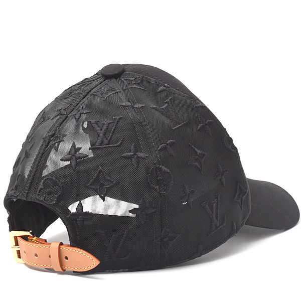 ルイヴィトン帽子 メンズ モノグラムメッシュ ベースボールキャップ シースルー 58サイズ ブラック Louis Vuitton M77114 中古