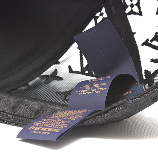 ルイヴィトン帽子 メンズ モノグラムメッシュ ベースボールキャップ シースルー 58サイズ ブラック Louis Vuitton M77114 中古