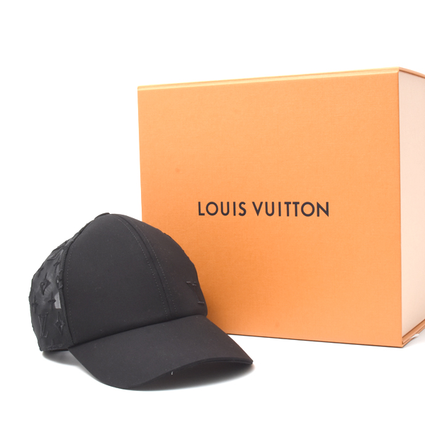 ルイヴィトン帽子 メンズ モノグラムメッシュ ベースボールキャップ シースルー 58サイズ ブラック Louis Vuitton M77114 中古