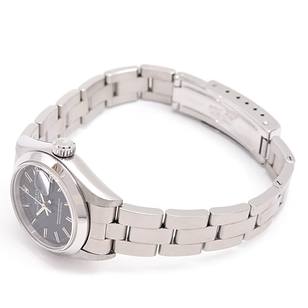 ロレックス 時計 レディース オイスターパーペチュアル デイト 自動巻 U番 ブラック文字盤 ステンレス ROLEX 69160 中古
