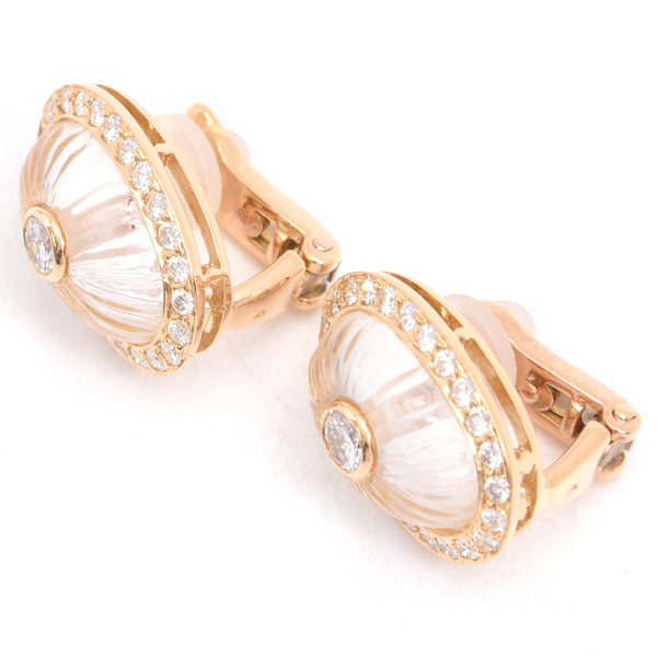 ブシュロン イヤリング レディース ロッククリスタル ダイヤモンド イヤリング イエローゴールド BOUCHERON 750YG 中古