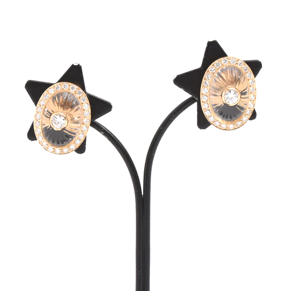 ブシュロン イヤリング レディース ロッククリスタル ダイヤモンド イヤリング イエローゴールド BOUCHERON 750YG 中古