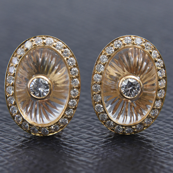 ブシュロン イヤリング レディース ロッククリスタル ダイヤモンド イヤリング イエローゴールド BOUCHERON 750YG 中古
