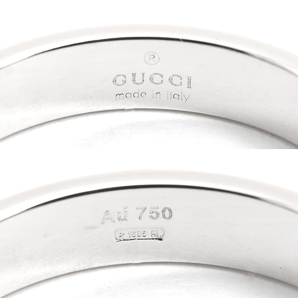 グッチ 指輪 メンズ GG アイコン リング ホワイトゴールド 刻印サイズ19 実測18号 幅3.9mm ICON RING GUCCI 750WG K18WG 中古