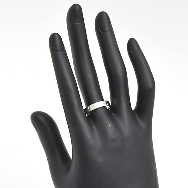 グッチ 指輪 メンズ GG アイコン リング ホワイトゴールド 刻印サイズ19 実測18号 幅3.9mm ICON RING GUCCI 750WG K18WG 中古