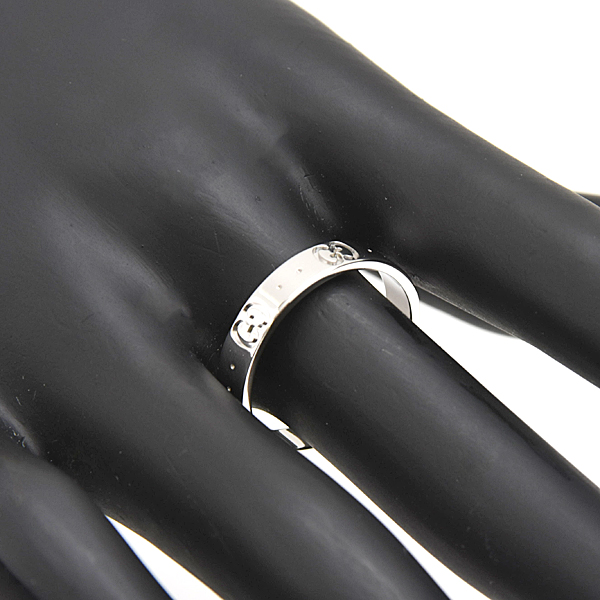 グッチ 指輪 メンズ GG アイコン リング ホワイトゴールド 刻印サイズ19 実測18号 幅3.9mm ICON RING GUCCI 750WG K18WG 中古