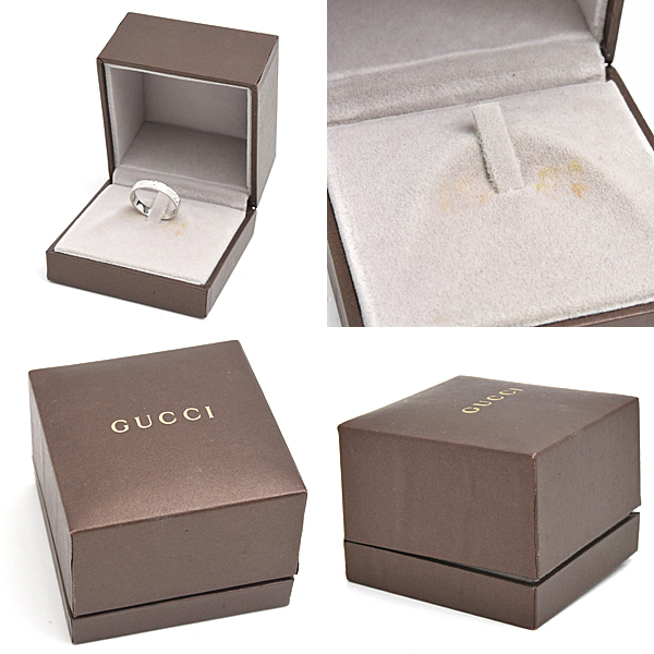 グッチ 指輪 メンズ GG アイコン リング ホワイトゴールド 刻印サイズ19 実測18号 幅3.9mm ICON RING GUCCI 750WG K18WG 中古