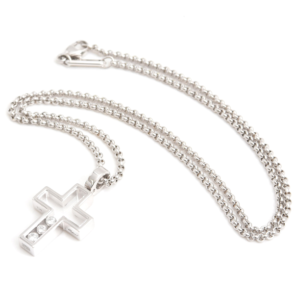 ショパール ネックレス レディース ハッピーダイヤモンド クロス ネックレス ホワイトゴールド Chopard 750WG 中古
