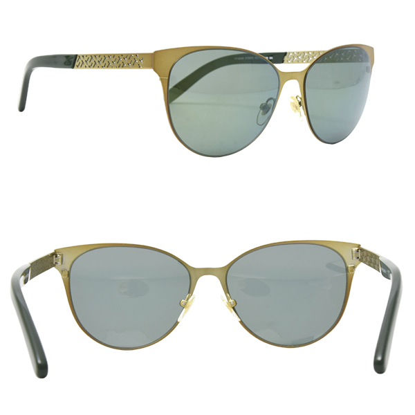 トリーバーチ サングラス レディース キャットアイ サングラス メタルフレーム プラスチック グリーン×ゴールド TORY BURCH TY6046 中古