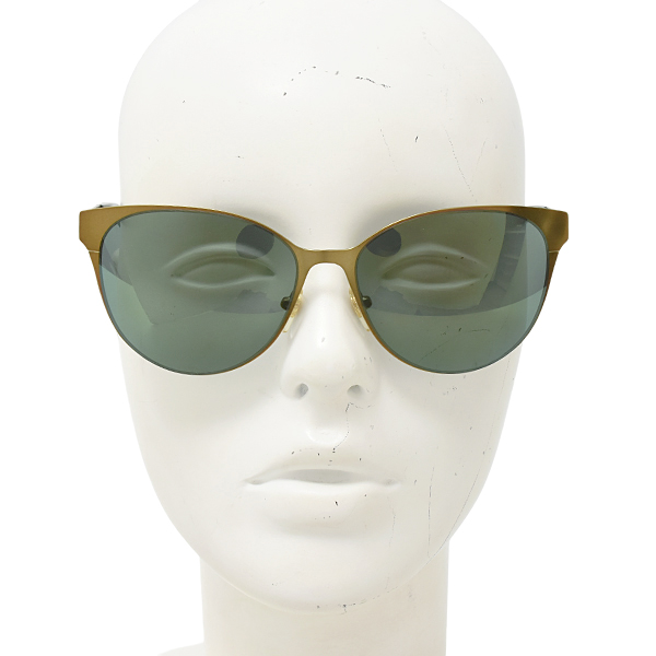 トリーバーチ サングラス レディース キャットアイ サングラス メタルフレーム プラスチック グリーン×ゴールド TORY BURCH TY6046 中古