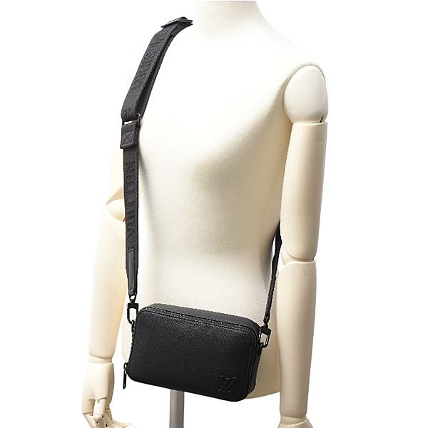 ルイヴィトン バッグ メンズ LVアエログラム アルファ ウェアラブル ウォレット ショルダーバッグ レザー ノワール Louis Vuitton M59161 中古