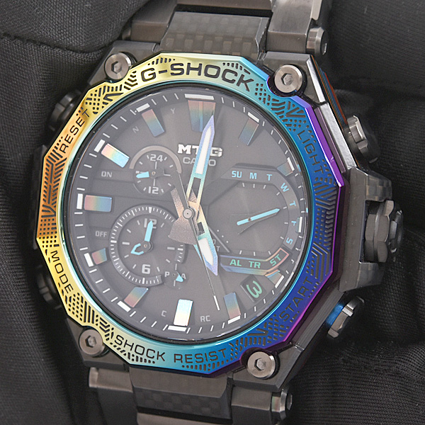 カシオ 時計 メンズ G-SHOCK MT-G モバイルリンク ソーラー ブラック文字盤 SS×カーボン CASIO B2000YR-1AJR 中古