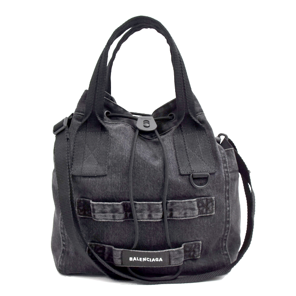 バレンシアガ バッグ レディース アーミー スモール 2WAY トートバッグ ショルダーバッグ デニム ブラック BALENCIAGA 644029 中古
