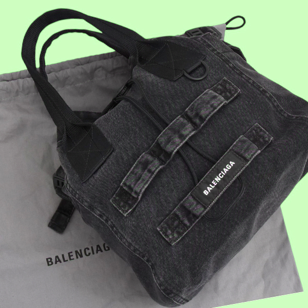 バレンシアガ バッグ レディース アーミー スモール 2WAY トートバッグ ショルダーバッグ デニム ブラック BALENCIAGA 644029 中古