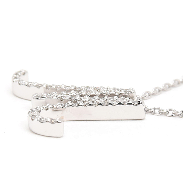 ポンヴェキオ ネックレス レディース イニシャル M ダイヤ ペンダント D0.22ct ホワイトゴールド PONTE VECCHIO K18WG 中古