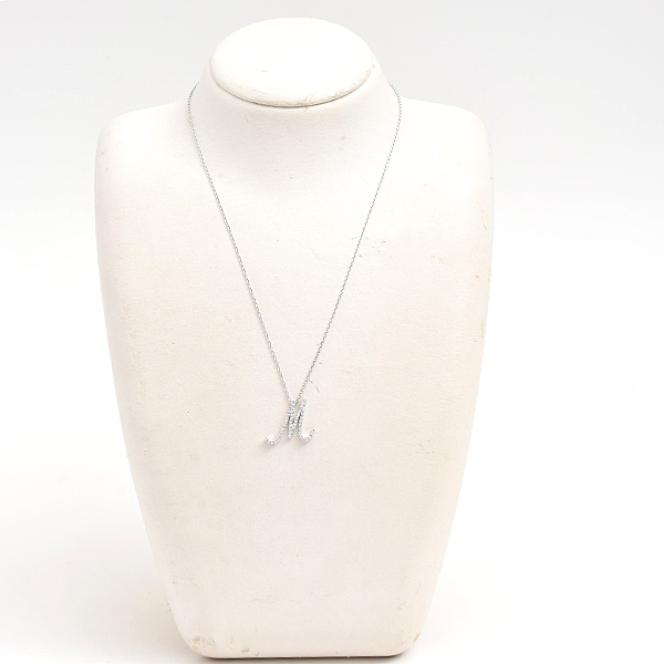 ポンヴェキオ ネックレス レディース イニシャル M ダイヤ ペンダント D0.22ct ホワイトゴールド PONTE VECCHIO K18WG 中古
