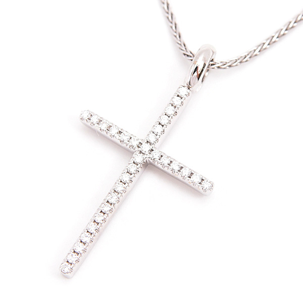 ダミアーニ ネックレス レディース メンズ ミステリークロス ダイヤ ペンダント ホワイトゴールド K18WG DAMIANI 中古