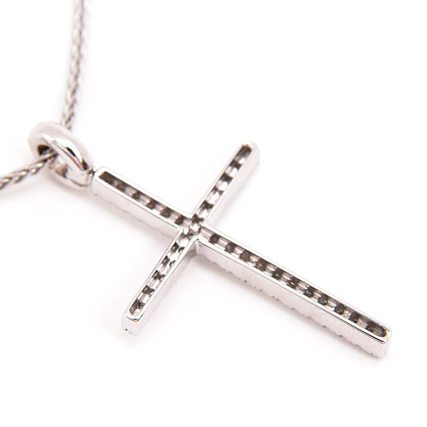 ダミアーニ ネックレス レディース メンズ ミステリークロス ダイヤ ペンダント ホワイトゴールド K18WG DAMIANI 中古