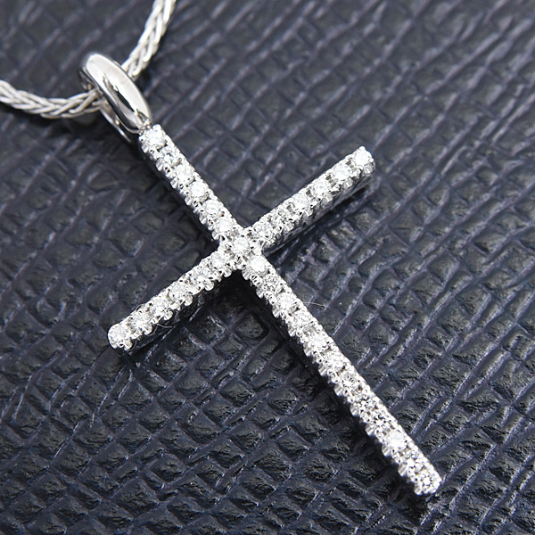 ダミアーニ ネックレス レディース メンズ ミステリークロス ダイヤ ペンダント ホワイトゴールド K18WG DAMIANI 中古