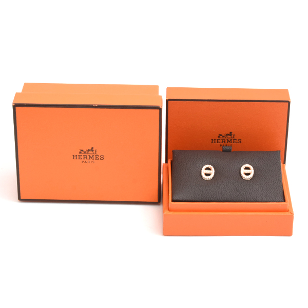 エルメス ピアス レディース シェーヌダンクル ファランドール ダイヤ ピアス ピンクゴールド HERMES 750PG 中古
