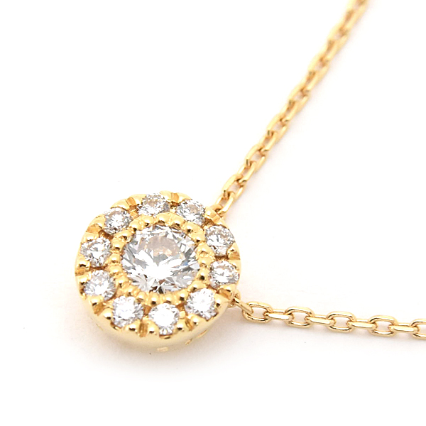 ポンテヴェキオ ネックレス レディース ダイヤ サークル ペンダント D0.15ct イエローゴールド PONTE VECCHIO K18YG 中古