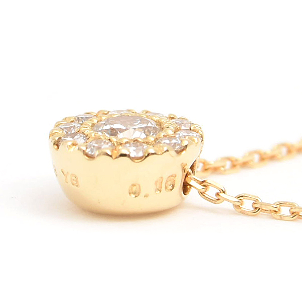 ポンテヴェキオ ネックレス レディース ダイヤ サークル ペンダント D0.15ct イエローゴールド PONTE VECCHIO K18YG 中古