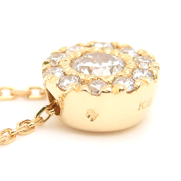 ポンテヴェキオ ネックレス レディース ダイヤ サークル ペンダント D0.15ct イエローゴールド PONTE VECCHIO K18YG 中古