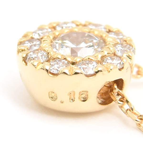 ポンテヴェキオ ネックレス レディース ダイヤ サークル ペンダント D0.15ct イエローゴールド PONTE VECCHIO K18YG 中古