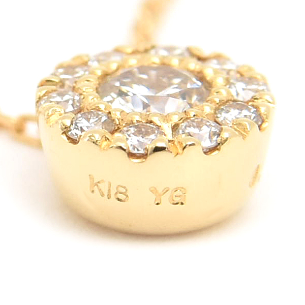 ポンテヴェキオ ネックレス レディース ダイヤ サークル ペンダント D0.15ct イエローゴールド PONTE VECCHIO K18YG 中古