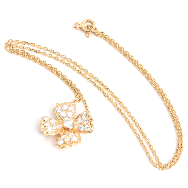 ブシュロン ネックレス レディース ヴィンテージ フラワーモチーフ ダイヤ ネックレス ゴールド BOUCHERON 750YG 中古