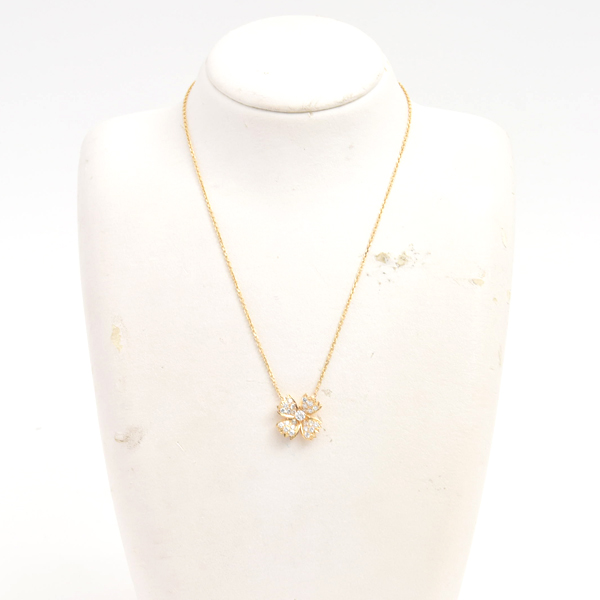 ブシュロン ネックレス レディース ヴィンテージ フラワーモチーフ ダイヤ ネックレス ゴールド BOUCHERON 750YG 中古