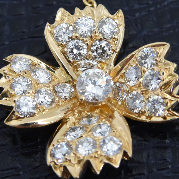ブシュロン ネックレス レディース ヴィンテージ フラワーモチーフ ダイヤ ネックレス ゴールド BOUCHERON 750YG 中古