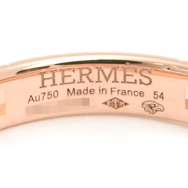 エルメス 指輪 レディース エヴァー ヘラクレス ダイヤ リング 54号 実寸13.5号 ピンクゴールド HERMES 750PG 中古