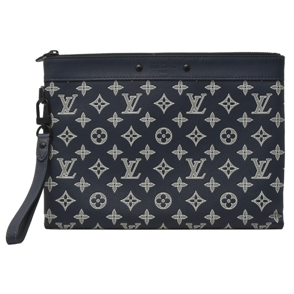 ルイヴィトン バッグ メンズ ポシェット・トゥ・ゴー クラッチバッグ モノグラムシャドウ ネイビー系 Louis Vuitton M83382 中古