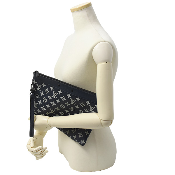 ルイヴィトン バッグ メンズ ポシェット・トゥ・ゴー クラッチバッグ モノグラムシャドウ ネイビー系 Louis Vuitton M83382 中古