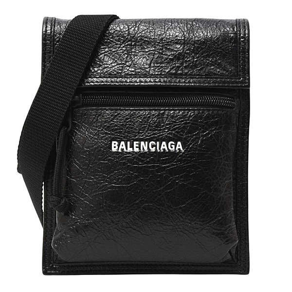 バレンシアガ バッグ レディース メンズ Explorer ストラップ付きポーチ スモール ショルダー ブラック ラムレザー BALENCIAGA 6559821 中古