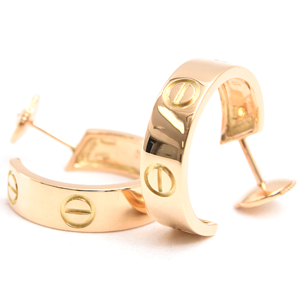 カルティエ ピアス レディース ラブ フープ ピアス 5.4mm幅 イエローゴールド Cartier 750YG 中古
